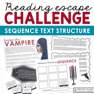 SEQUENCE TEXT STRUCTURE ACTIVITY INTERACTIVE READING CHALLENGE ESCAPE