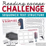 Sequence Text Structure Presentation & Nonfiction Escape Room Reading Activity
