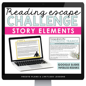 Story Elements & Literary Devices Slides & Digital Escape Room Reading Activity