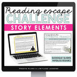 Story Elements & Literary Devices Slides & Digital Escape Room Reading Activity