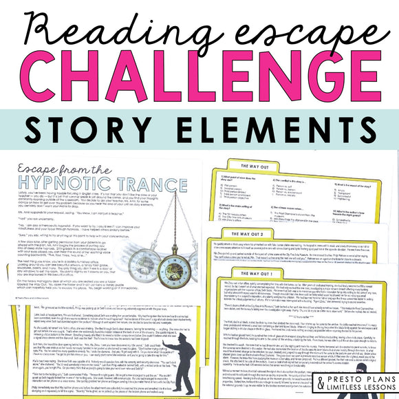 STORY ELEMENTS ACTIVITY INTERACTIVE READING CHALLENGE ESCAPE