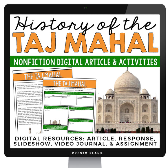 DIGITAL NONFICTION ARTICLE AND ACTIVITIES INFORMATIONAL TEXT: THE TAJ MAHAL
