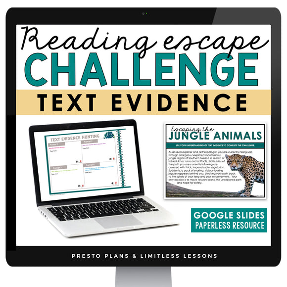 TEXT EVIDENCE DIGITAL ACTIVITY READING ESCAPE CHALLENGE