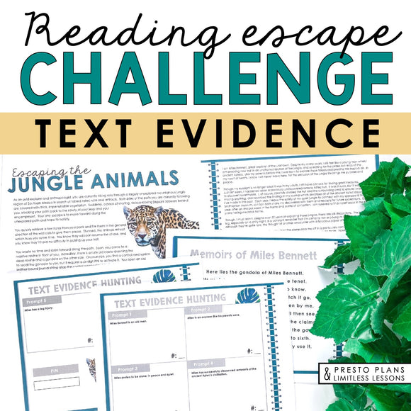 Text Evidence Presentation & Citing Evidence Escape Room Close Reading Activity