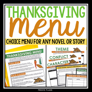 THANKSGIVING NOVEL SHORT STORY ASSIGNMENT FOR ANY READING