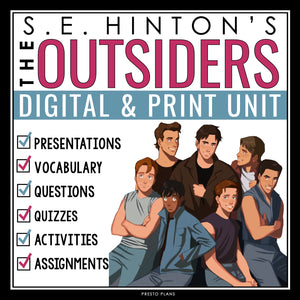 The Outsiders Unit Plan - S.E. Hinton Novel Study Unit - Digital Print Bundle