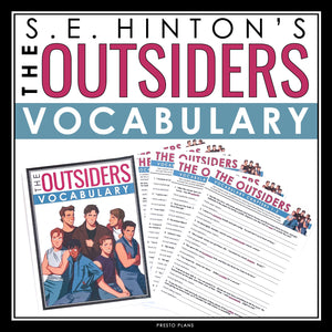 The Outsiders Vocabulary Booklet, Presentation, and Answer Key with Definitions