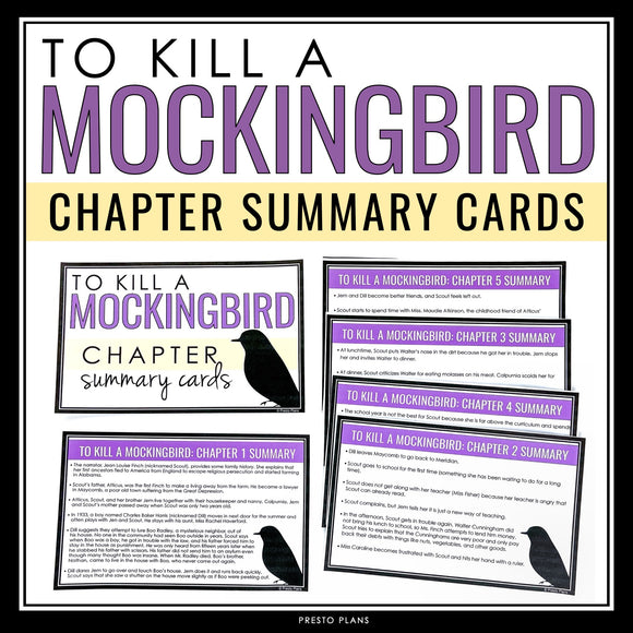 TO KILL A MOCKINGBIRD: CHAPTER SUMMARY CARDS