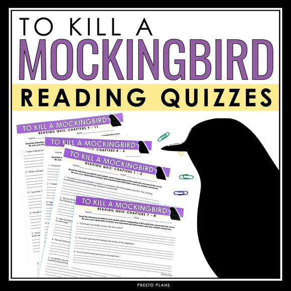 To Kill a Mockingbird  Quizzes - Chapter Reading Quizzes for Harper Lee's Novel
