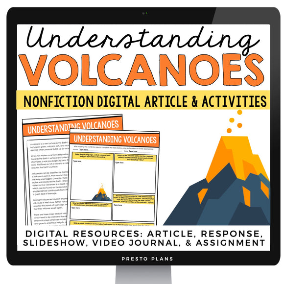DIGITAL NONFICTION ARTICLE & ACTIVITIES INFORMATIONAL TEXT: VOLCANOES