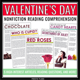 Valentine's Day Nonfiction Reading Comprehension - Articles and Assignments