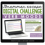 Verb Moods Escape Room Digital Grammar Activity, Google Slides, and Quiz