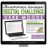 VERB MOODS GRAMMAR ACTIVITY DIGITAL GOOGLE ESCAPE CHALLENGE