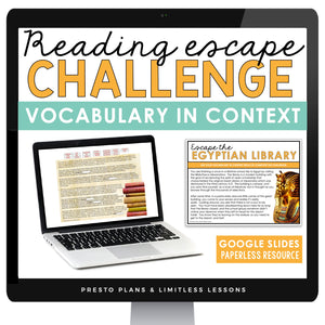 Vocabulary in Context Presentation & Digital Escape Room Reading Activity Game