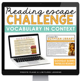 Vocabulary in Context Presentation & Digital Escape Room Reading Activity Game