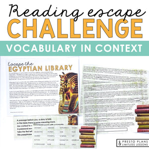 Vocabulary in Context Presentation & Escape Room Reading Activity Game