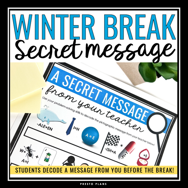 Winter Break Activity Game - Secret Message From Teacher Before Holiday Break