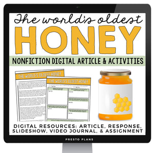 Nonfiction Reading Comprehension Digital Article & Activities - King Tut's Honey
