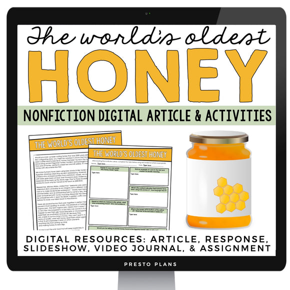Nonfiction Reading Comprehension Digital Article & Activities - King Tut's Honey