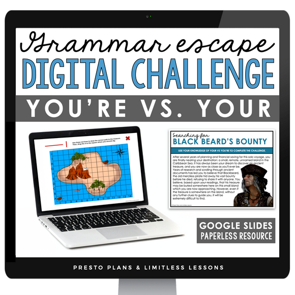 HOMOPHONES YOUR VS YOU’RE GRAMMAR ACTIVITY DIGITAL GOOGLE ESCAPE CHALLENGE