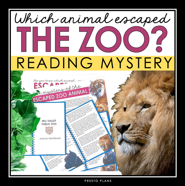 Close Reading Mystery Text Evidence Inference Activity - Animal Zoo Escape