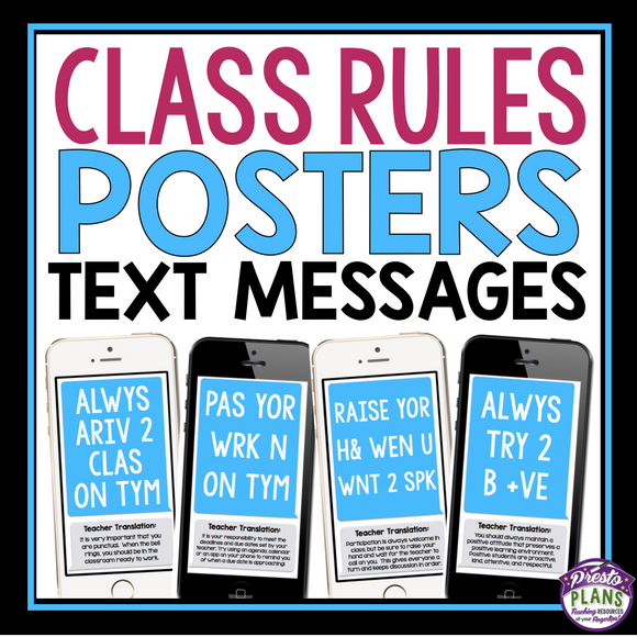 CLASS RULES POSTERS: TEXT MESSAGES