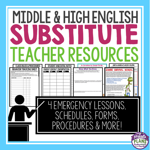 SUBSTITUTE ENGLISH TEACHER PLANS & BINDER
