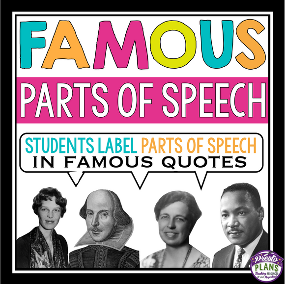 PARTS OF SPEECH ACTIVITY: QUOTES TASK CARDS