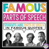 PARTS OF SPEECH ACTIVITY: QUOTES TASK CARDS