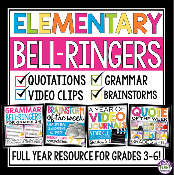 BELL RINGERS FOR UPPER ELEMENTARY OR EARLY MIDDLE SCHOOL: FULL YEAR GRADES 3 - 6