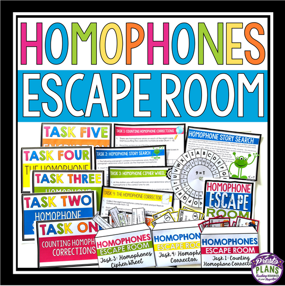 HOMOPHONES ESCAPE ROOM ACTIVITY