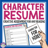 CHARACTER ASSIGNMENT FOR ANY NOVEL OR SHORT STORY - RESUME FOR A CHARACTER