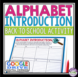 BACK TO SCHOOL DIGITAL ACTIVITY: ALPHABET INTRODUCTION FOR GOOGLE DRIVE