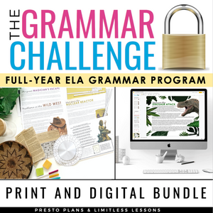 Grammar Challenge Digital Print Program - Lessons, Escape Room Games, & Quizzes