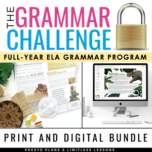 GRAMMAR CHALLENGE PROGRAM ESCAPE CHALLENGES  DIGITAL & PRINT BUNDLE