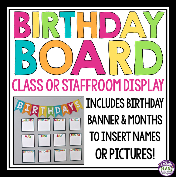 BIRTHDAY BOARD BULLETIN DISPLAY