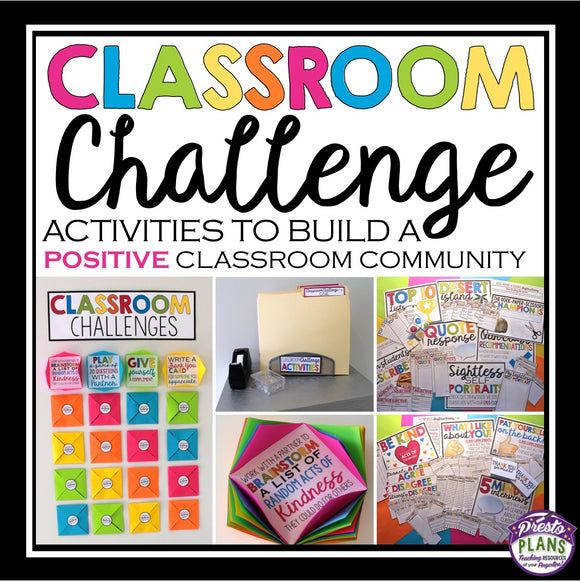 BACK TO SCHOOL ACTIVITIES: CLASSROOM CHALLENGE ACTIVITIES & BULLETIN BOARD
