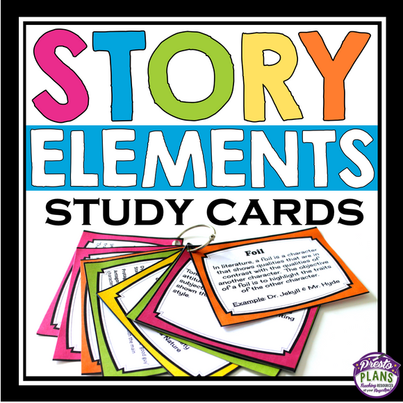 STORY ELEMENTS REVIEW CARDS & QUIZ