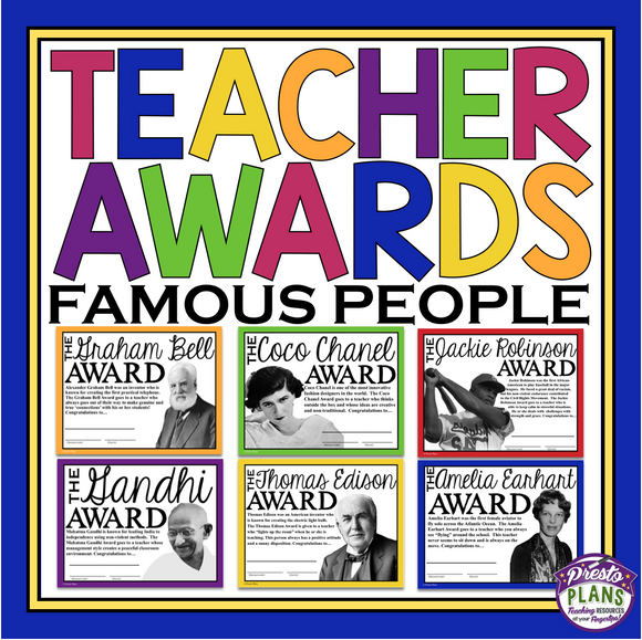 END OF THE YEAR AWARDS FOR TEACHER / STAFF MEMBER FAMOUS PEOPLE