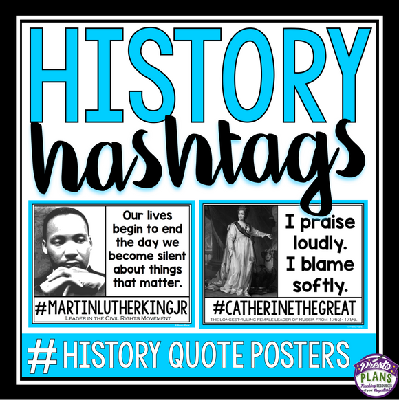 HISTORY QUOTE HASHTAG POSTERS & ASSIGNMENT
