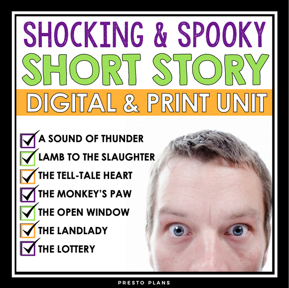 HALLOWEEN SHORT STORY UNIT: SCARY AND SURPRISING STORIES - DIGITAL PRINT BUNDLE