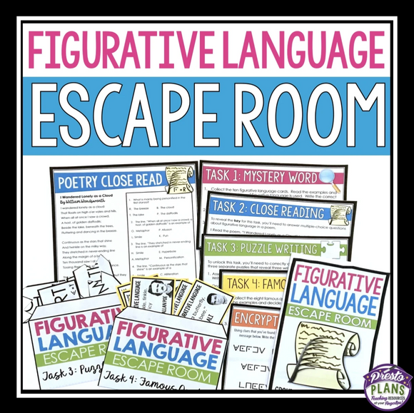 Figurative Language Escape Room Activity - Literary Devices Breakout Review