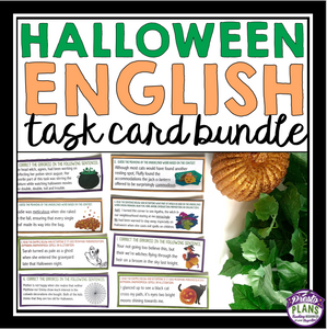 HALLOWEEN TASK CARDS GRAMMAR, PARTS OF SPEECH, FIGURATIVE LANGUAGE, & VOCABULARY