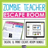 ESCAPE ROOM ZOMBIE TEACHER PRINT AND DIGITAL BUNDLE