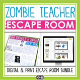 BACK TO SCHOOL ESCAPE ROOM ZOMBIE TEACHER PRINT AND DIGITAL BUNDLE