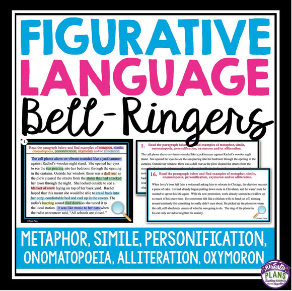 FIGURATIVE LANGUAGE BELL RINGERS & TASK CARDS