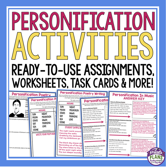 PERSONIFICATION ACTIVITIES, ASSIGNMENTS, TASK CARDS, & MORE!