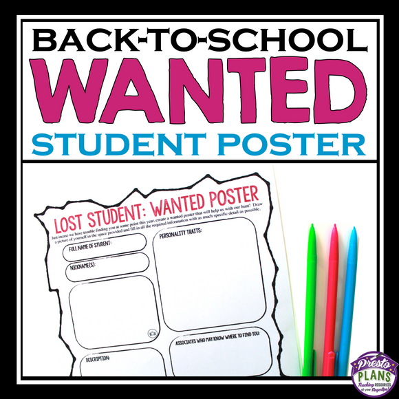 BACK TO SCHOOL GET TO KNOW ME ACTIVITY: WANTED POSTER