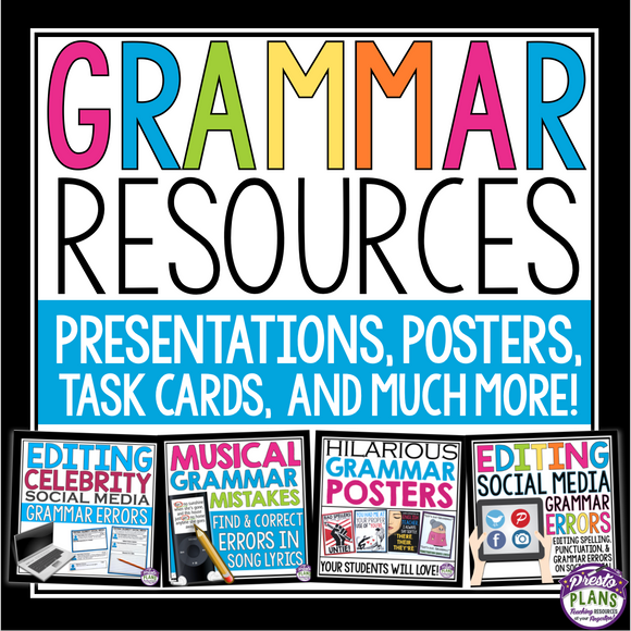 GRAMMAR ACTIVITY BUNDLE: ACTIVITIES, PRESENTATIONS, TASK CARDS, AND MORE!