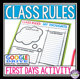 BACK TO SCHOOL RULES DIGITAL ACTIVITY FOR GOOGLE DRIVE / GOOGLE CLASSROOM